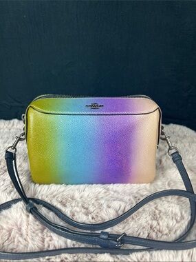 Coach Bennett Rainbow Ombre Leather Crossbody Bag Rare Multicolor EUC